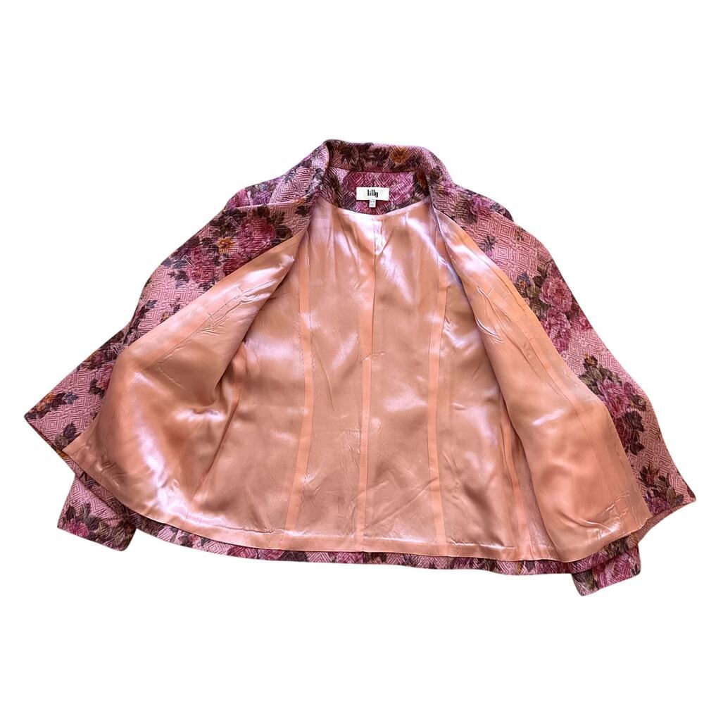 Gorgeous Rare Lilly Vintage Blazer Pink Floral Jacquard Women's Medium/Large - Picture 4 of 6